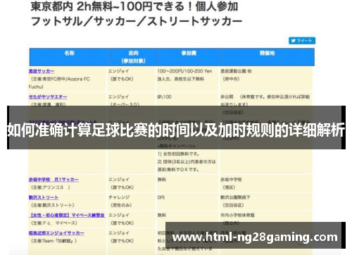 如何准确计算足球比赛的时间以及加时规则的详细解析
